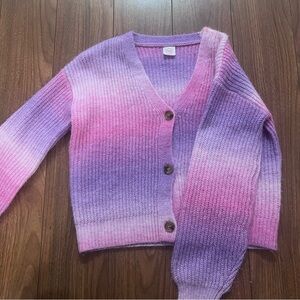 Girls Tie Dye Cardigan Chunky Knit Wooden Buttons